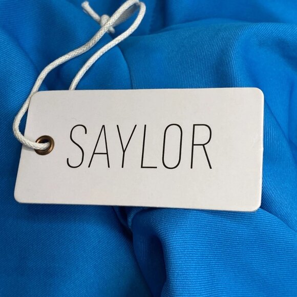 NEW SAYLOR Kirstie One-Shoulder Draped Satin Mini Dress Cerulean Blue Size S - Picture 3 of 10